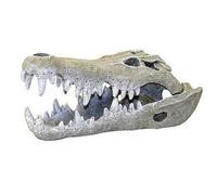 Blue Ribbon Rosewood Nile Crocodile Skull Aquarium Decor, Small, Gray