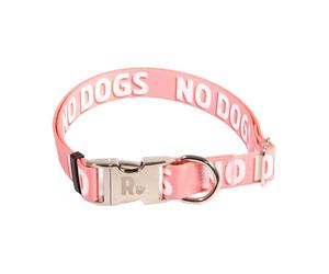 Rosewood "No Dogs" Alert Dog Collar - Adjustable Pet Collar for Small, Medium, Large Dogs - Awareness Warning Collar with Metal Hardware - Pink, 14-20"