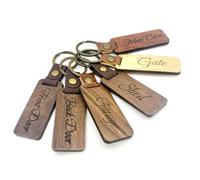 Rosewood ~ Personalised Wooden Keyring with Double Sided Custom Engraving of Your Choice with Classy Elegant Font for Home, Hotel Rooms, Holiday Lodges, B&B, Business or Personal Use (Shed)