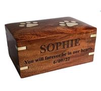 Rosewood Pet Urn for Dog Ashes - Personalized Wooden Urn for Ashes - Memorial Keepsake Funeral Cremation Urn Box (Personalized), Engraved on Wood