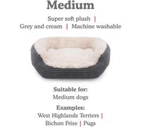 ROSEWOOD PETS JUMBO GREY CORD PLUSH SOFT DOG BED SOFT COSY BEDDING 3 SIZES