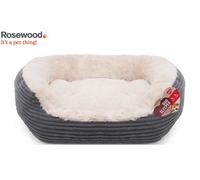 ROSEWOOD PETS JUMBO GREY CORD PLUSH SOFT DOG BED SOFT COSY BEDDING 3 SIZES