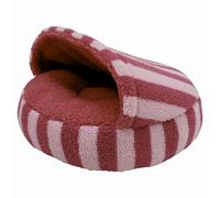 Rosewood Pink Stripe Sherpa Cat Bed - 2-in-1 Hideaway & Open Lounge Spot, Soft Boucle Interior, Cosy Hooded Cave Bed with Non-Slip Base, Machine Washable, 40cm