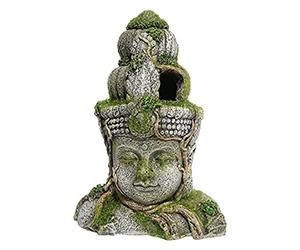 Rosewood Polyresin Moss Covered Stone Head Aquarium Ornament, Small