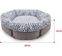 Rosewood Luxury Fleece Lined Plush Sofa Dog Bed, Grey, Small, 47 x 47 cm