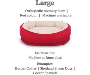 Rosewood Red Orthopaedic Dog Bed 62cm / 85cm Memory Foam Super Soft Dog Basket