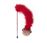 Rosewood Roxy Reindeer Cat Teaser Wand - Festive Catnip Toy with Feather Boa & Sparkly Tinsel Stick - Interactive Christmas Play for Cats & Kittens - Chase, Jump & Swat Holiday Cat Toy