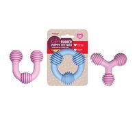 Rosewood Rubber, Tough Chew Resistant, Dental Teether Shape Puppy Toy, Assorted Colours