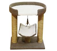Rosewood Saffron Cat Scratching Post – 2 Posts, 2 Relaxing Areas, Feather Toy – 48x30x30cm