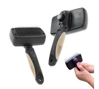 Rosewood Self Cleaning Slicker Brush for Dogs - Large - Dog Brush for Medium to Long Fur - Black - Push Button for Easy Hair Removal