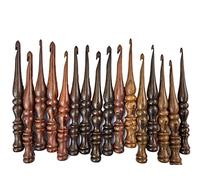 Rosewood Set of 13 Crochet Hooks 3.5 mm to 12 mm, 7 inches in Length | Engraved with Sizes