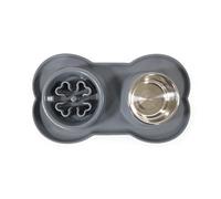 Rosewood Silicone Double Diner Slow Feeder, Pet Feeder, Grey, 50cm X 29cm