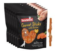 Rosewood Small Chicken and Carrot Sticks for Dogs - Real Meat Treats, Grain-Free, High Protein, Supports Dental Hygiene, No Added Sugar, No Artificial Colours or Flavours (Case of 6 x 320g)