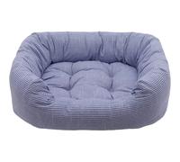 Rosewood Small dog bed for dogs, kittens and puppies. Machine washable, super soft and cosy sky blue striped linen look dog bed, 51x42x14cm