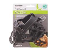 Rosewood Soft Basket Muzzle for Dogs - Padded Straps for Comfort, Ideal for Bite Risk, Wound Licking, Vets, Wildlife Hunting, Busy Environments - Comfortable and Adjustable Fit, Size 4