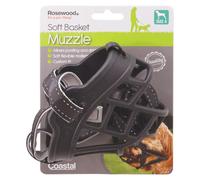 Rosewood Soft Basket Muzzle for Dogs - Padded Straps for Comfort, Ideal for Bite Risk, Wound Licking, Vets, Wildlife Hunting, Busy Environments -
