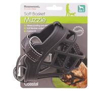 Rosewood Soft Basket Muzzle for Dogs - Padded Straps for Comfort, Ideal for Bite Risk, Wound Licking, Vets, Wildlife Hunting, Busy Environments - Comfortable and Adjustable Fit, Size 4