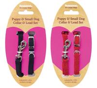 Rosewood Soft Weave Dog Collar and Lead Set - Red / Black