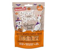 Rosewood Spirit & Spook Halloween Dog Treats - Chicken Wrapped Pumpkin Twists - Real Chicken Breast & Pumpkin, High Protein, No Artificial Colours or Flavours, Tasty Dental Chews, Healthy Dog Snacks