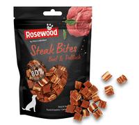 Rosewood Steak Bites for Dogs - Made with Beef and Pollock, Grain Free Chews, High Protein, Bite-Sized Dog Treats, By Pets Unlimited (100g)