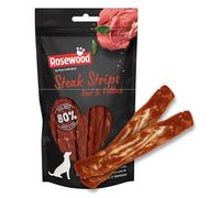 Rosewood Steak Strips for Dogs - Made with Beef and Pollock, Grain Free Chews, High Protein Dog Treats, By Pets Unlimited (100g)