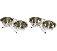 Rosewood Steel Double Diner Cat Bowls, Small (Pack of 2)