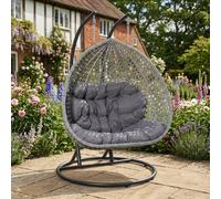 Rosewood & Stone Home Bodiam - Double Egg Chair in Dark Grey on Grey | Size: 2 Seater Rosewood & Stone Home Dark Grey 2 Seater