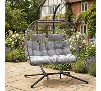 Rosewood & Stone Home Ightham - Double Egg Chair in Light Grey on Grey | Size: 2 Seater Rosewood & Stone Home Light Grey 2 Seater