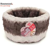 Rosewood Super Soft Plush Pet Bed 15 Inch Grey Cream Cat Kitten Small Dog