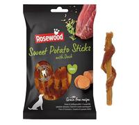 Rosewood Sweet Potato Sticks for Dogs - Made with Duck, Rawhide Free Chews, Grain Free, High Protein, Healthy Dog Treats (80g)