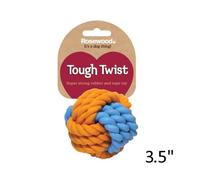 Rosewood Tough Twist Rubber and Rope Ball Dog Toy - 8cm