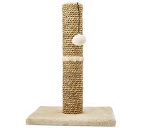 Rosewood Turin Cat Scratching Post, 45cm Tall with Cream Soft Fabric, Includes Hanging Cat Ball Toy, Durable & Stylish Scratching Post for Cats