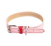 Rosewood Vegan Leather Dog Collar - Adjustable PU Leather Pet Collar for Small Dogs - Stylish, Durable Collar with Metal Hardware - Pink/Red, 10-14”