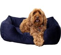 Rosewood Dog Bed 40 Winks Velvet Box Bed Square Navy Small
