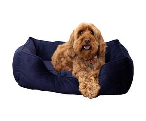 Rosewood Velvet Square Dog Bed, Navy, Small