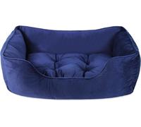 ROSEWOOD VELVET SQUARE DOG PUPPY SOFT BED NAVY BLUE 3 SIZES