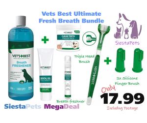 Rosewood Vets Best Breath Fresh Ultimate Bundle Water Additive Pads Gel Spray ++