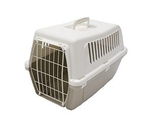 Rosewood Vision Classic 50 Cat Carrier, Small - Pet Travel Crate, Portable Hard-Shell Plastic Carrier for Cats, Kittens and Small Pets - Mocha/White