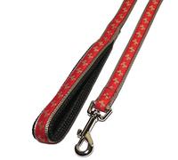 Wag 'N' Walk Nylon Dog Lead - Red/Beige Bone - 19mm x 102cm