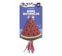 Rosewood Winnie Watermelon Cat Kicker Toy with Catnip - Crinkle Plush Cat Toy with Ribbons for Bunny Kicking, Chasing & Interactive Play