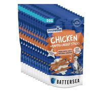 Rosewood x Battersea Chicken Wrapped Carrot Sticks Dog Treats 80g - Natural Chicken Breast, High Protein, Rawhide-Free, Grain-Free Chews, Healthy Training Reward (Case of 12 Packs)