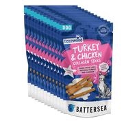 Rosewood x Battersea Turkey Collagen Sticks Dog Treats - Natural Turkey, High Protein, Rawhide-Free Healthy Chews, Promotes Joint, Skin & Coat Health, Training Reward (Case of 12 Packs)