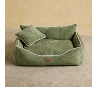 Rosewood x Joules Apple Snuggler Sofa for Dogs - Luxury Chenille Pet Bed with Raised Sides, Washable Cover & Matching Cushion - Stylish Green Sofa Bed for Small to Medium Dogs