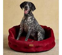 Rosewood x Joules Burgundy Chesterfield Pet Bed, Small - Luxury Velvet Dog Bed with Non-Slip Base, Extra Padding & Supportive Cushion - Stylish Sofa-Inspired Design, Comfortable Resting Spot