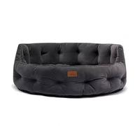 Rosewood x Joules Grey Chesterfield Pet Bed, Small - Luxury Velvet Dog Bed with Non-Slip Base, Extra Padding & Supportive Cushion - Stylish Sofa-Inspired Design, Comfortable Resting Spot