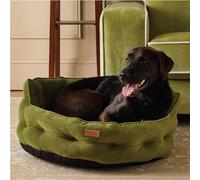 Rosewood x Joules Khaki Chesterfield Pet Bed, Large - Luxury Velvet Dog Bed with Non-Slip Base, Extra Padding & Supportive Cushion - Stylish Sofa-Inspired Design, Comfortable Resting Spot