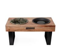 Rosewood x Morris & Co Acanthus Raised Double Dog Bowl - Luxury Slow Feeder Feeding Station for Medium Dogs, Elevated Food & Water Dishes, Anti-Gulp Design, William Morris Print Pet Dining Set