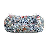 Rosewood x Morris & Co. Bower Berry Box Bed for Dogs, Medium Dog Bed, Blue, Padded Sides, Non-Slip Base, Washable, Luxury William Morris Print