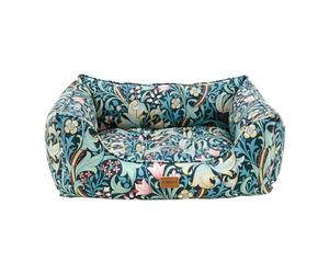 Rosewood x Morris & Co. Golden Lily Square Dog Bed, Large - Luxury Reversible Pet Bed with Iconic William Morris Floral Print, Soft Washable Cushion, Padded Sides - Stylish Heritage Design
