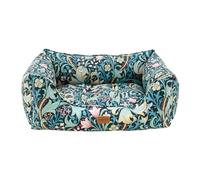 Rosewood x Morris & Co. Golden Lily Square Dog Bed, Medium - Luxury Reversible Pet Bed with Iconic William Morris Floral Print, Soft Washable Cushion, Padded Sides - Stylish Heritage Design